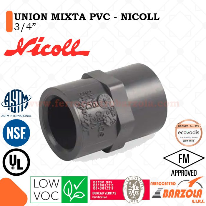 Unión Mixta PVC 3/4" - NICOLL