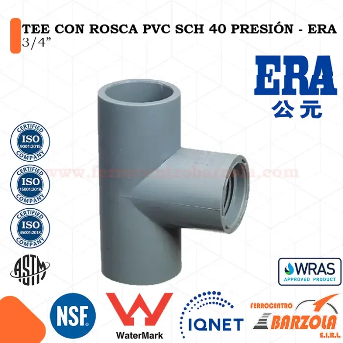 TEE Con Rosca PVC SCH 40 Presión 3/4" - ERA