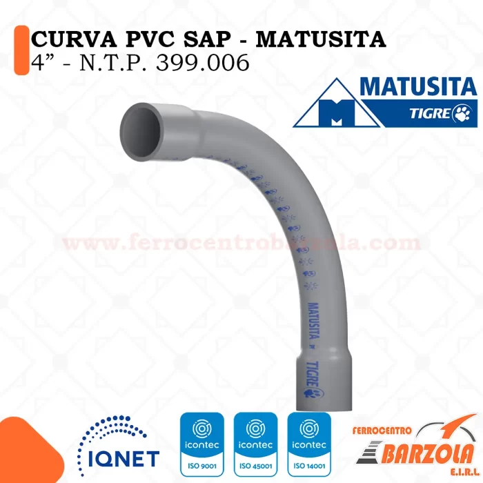 Curva PVC Tipo SAP 4" - MATUSITA