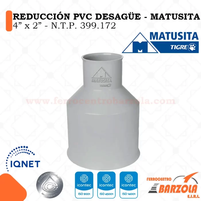 Reducción PVC Desagüe 4" x  2" - MATUSITA