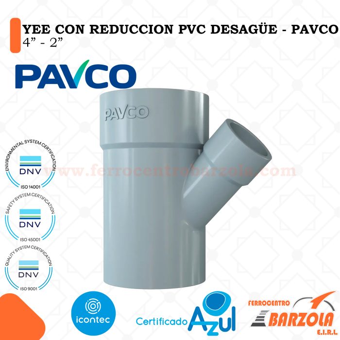 YEE Con Reducción PVC Desagüe 4" a 2" - PAVCO