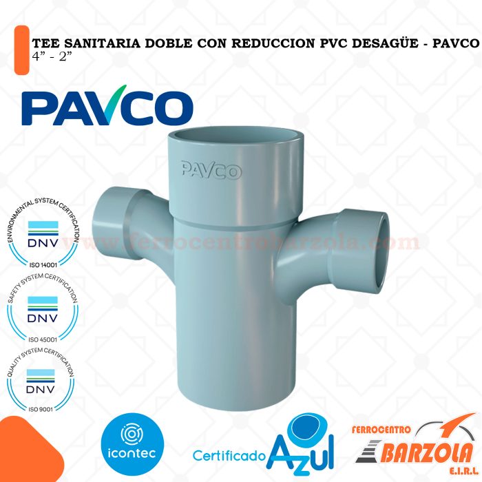 TEE Sanitaria Doble Con Reducción PVC Desagüe 4" a 2" - PAVCO
