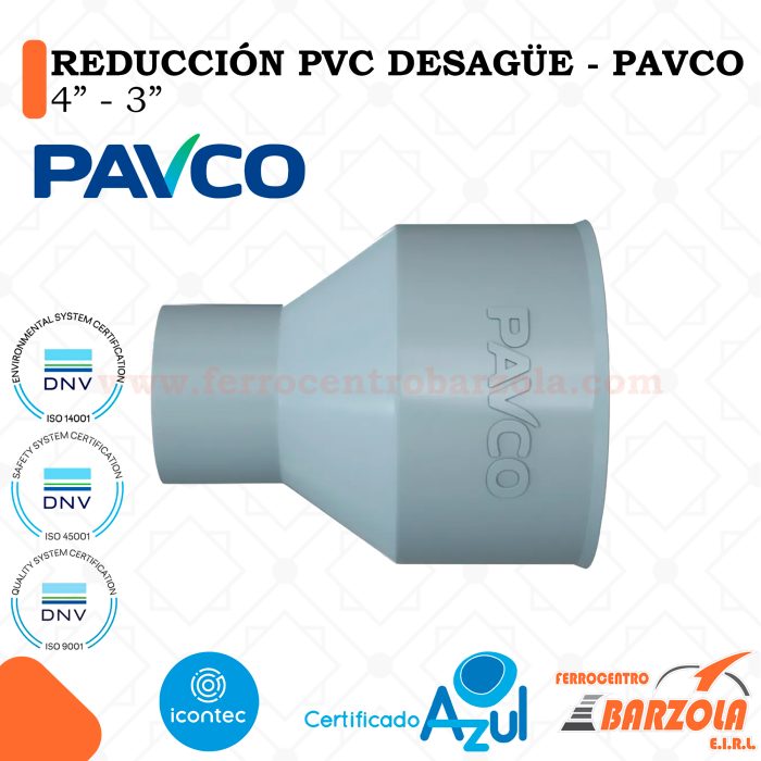 Reducción PVC Desagüe 4" a 3" - PAVCO
