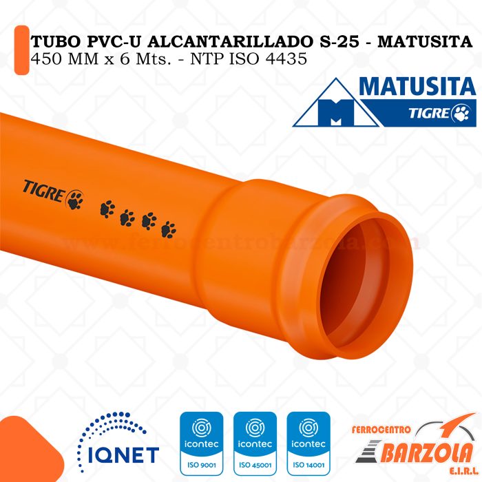 Tubo PVC-U Alcantarillado 630mm x 6mts   S-25 - MATUSITA