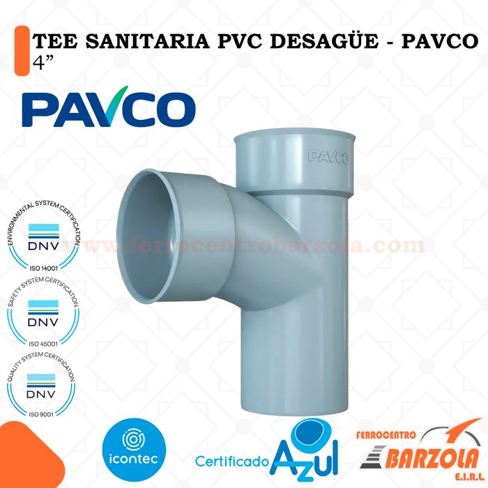 TEE Sanitaria PVC Desagüe 4" - PAVCO