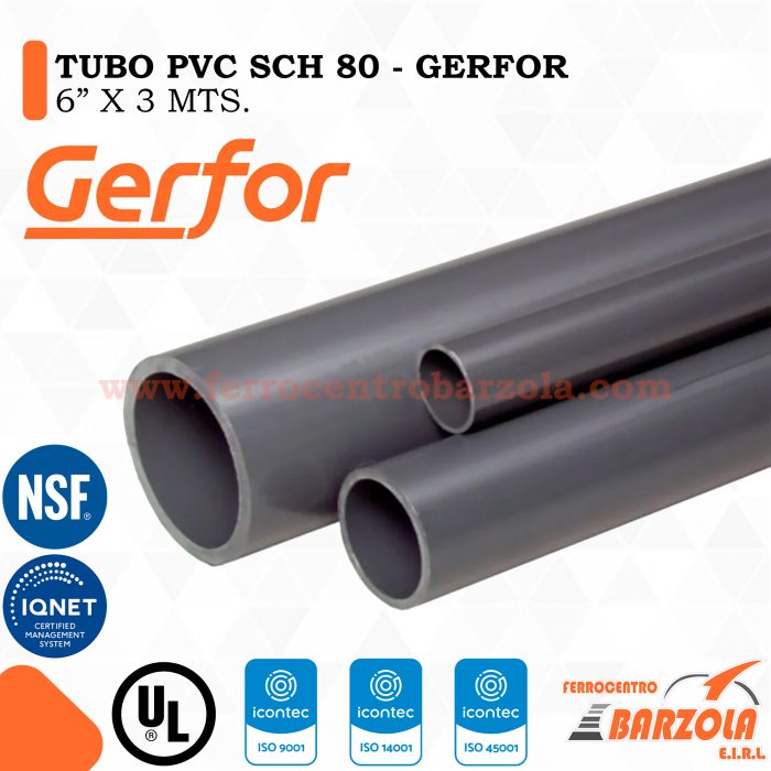 Tubo PVC SCH 80 6" x 3 mts - GERFOR