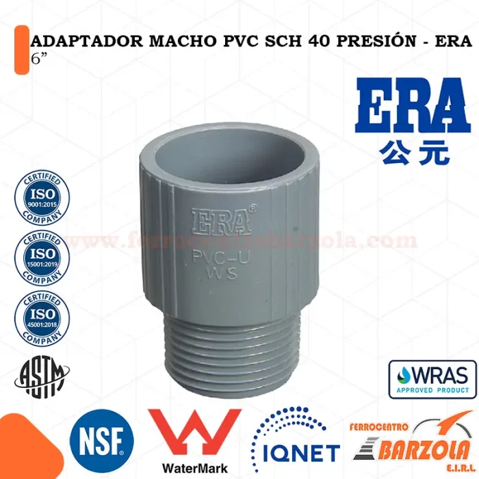 Adaptador Macho PVC SCH 40 Presión 6" - ERA