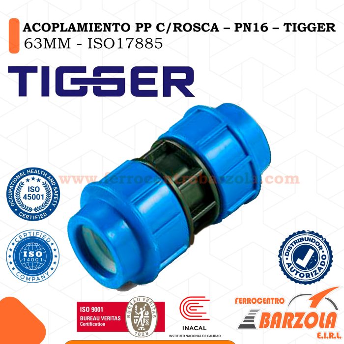 Acoplamiento PP Con Rosca 63MM - PN16 - TIGGER