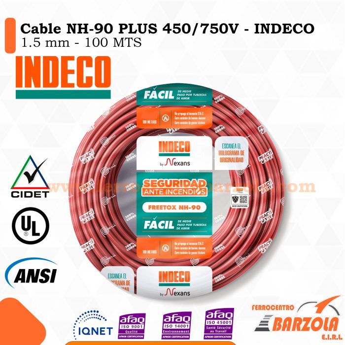 Cable NH-90 PLUS  450/750 V 1.5MM ROJO - INDECO