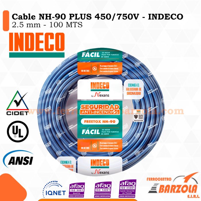 Cable NH-90 PLUS  450/750 V 2.5MM AZUL - INDECO