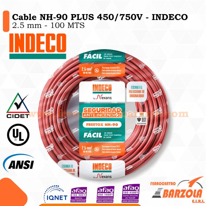 Cable NH-90 PLUS  450/750 V 2.5MM ROJO - INDECO