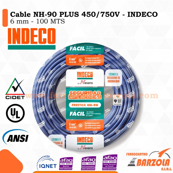 Cable NH-90 PLUS  450/750 V 6MM AZUL - INDECO