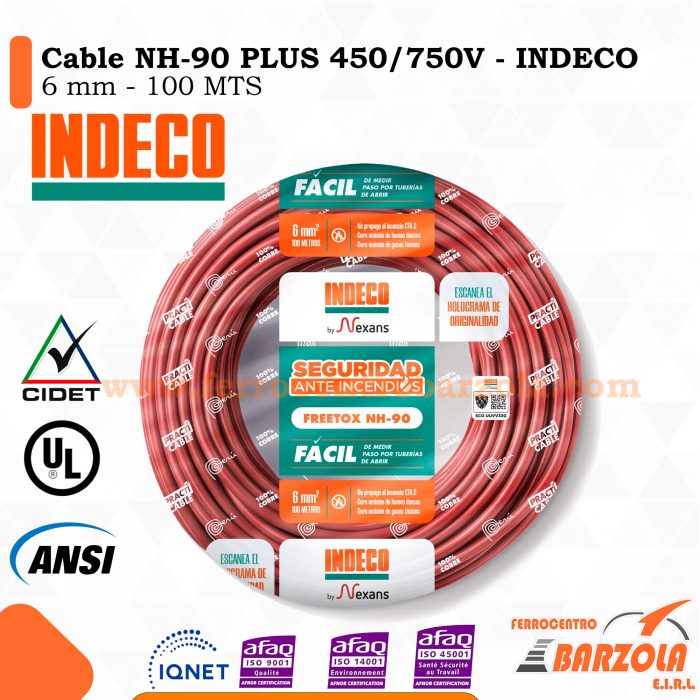 Cable NH-90 PLUS  450/750 V 6MM ROJO - INDECO