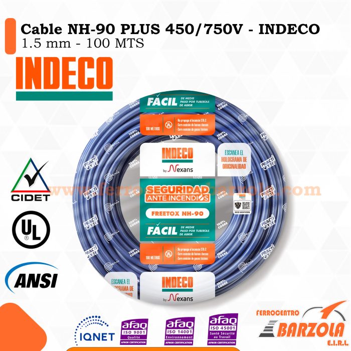 Cable NH-90 PLUS  450/750 V 1.5MM AZUL - INDECO
