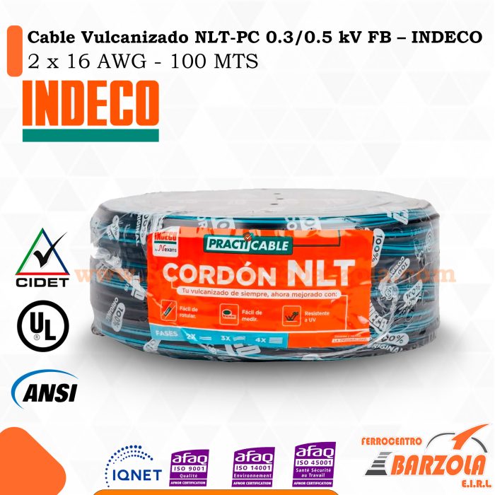 Cable Vulcanizado NLT-PC 0.3/0.5 kV FB 2X16 AWG- INDECO
