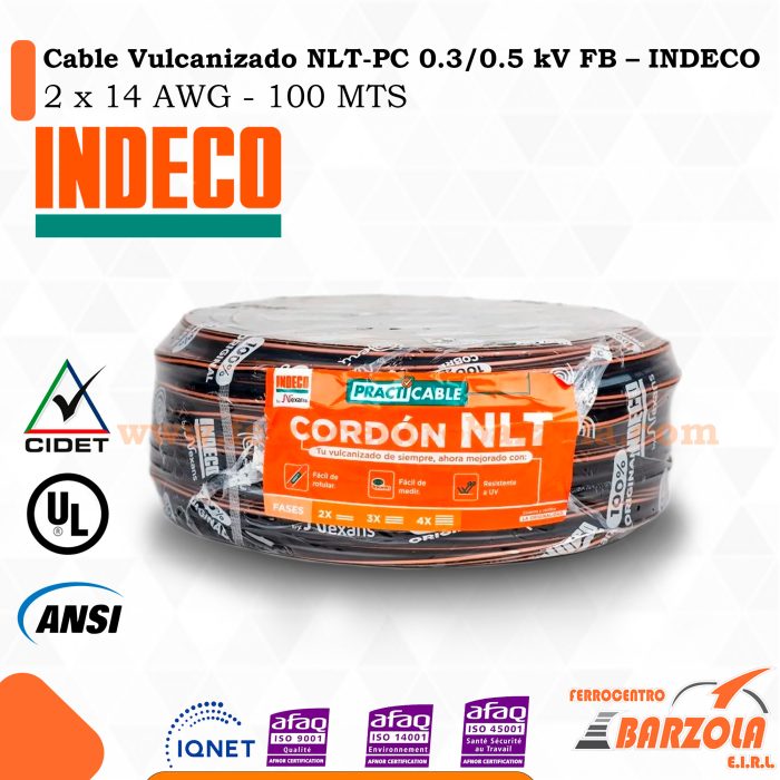 Cable Vulcanizado NLT-PC 0.3/0.5 kV FB 2X14 AWG- INDECO
