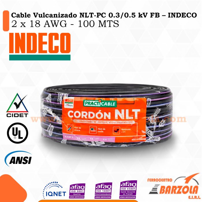 Cable Vulcanizado NLT-PC 0.3/0.5 kV FB 2X18 AWG- INDECO