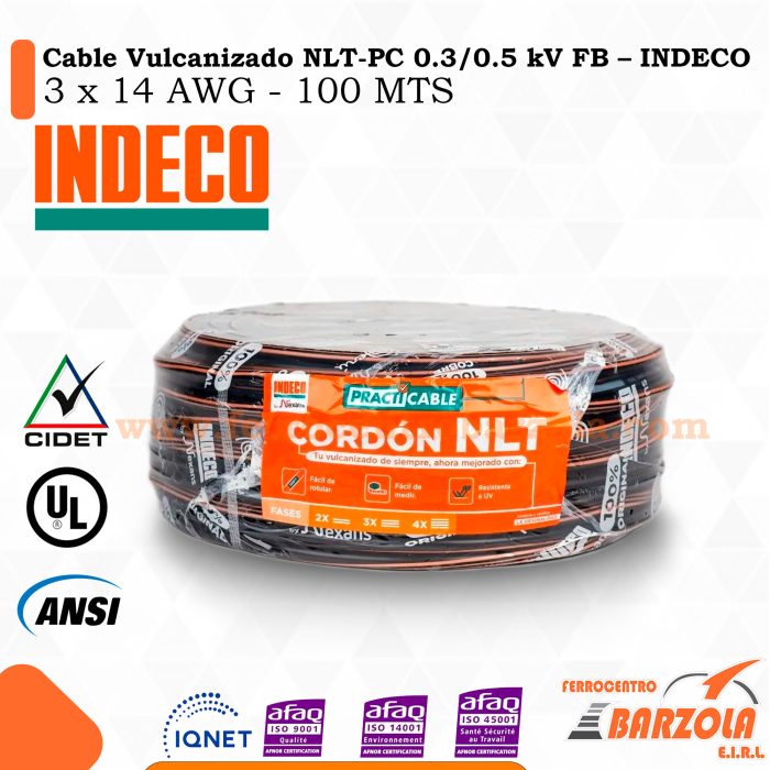 Cable Vulcanizado NLT-PC 0.3/0.5 kV FB 3X14 AWG- INDECO