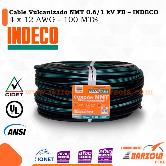 Cable Vulcanizado NMT 0.6/1 kV FB 4X12 AWG - INDECO