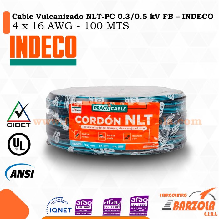 Cable Vulcanizado NLT-PC 0.3/0.5 kV FB 4X16 AWG - INDECO