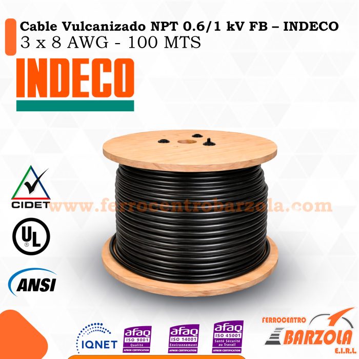 Cable Vulcanizado NPT 0.6/1 kV FB 3X8 AWG - INDECO