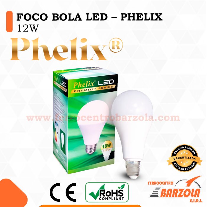Foco Bola LED 12 W (Caja x 80) – PHELIX
