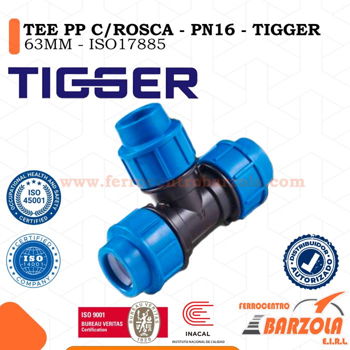Tee PP Con Rosca 63MM - PN16 - TIGGER