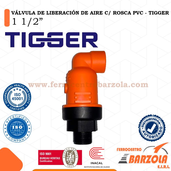 Válvula De Liberación De Aire Con Rosca PVC 1 1/2" - TIGGER