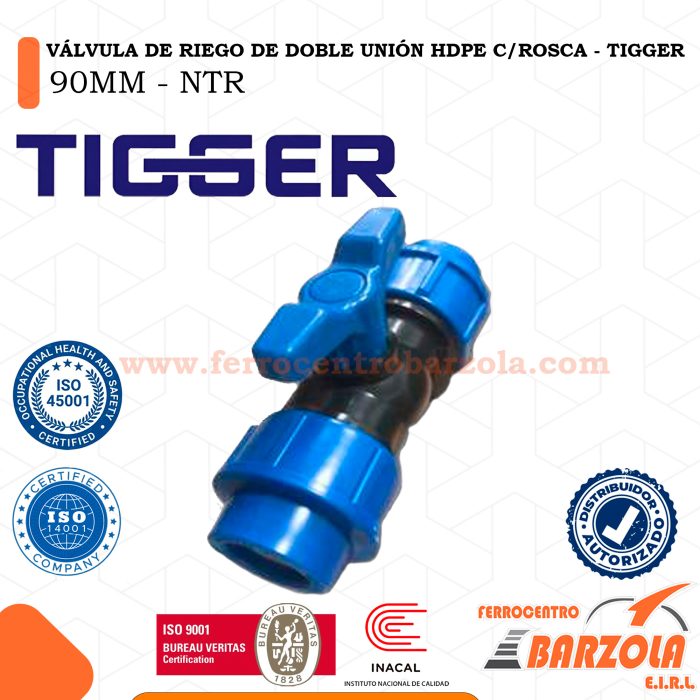 Válvula de Riego de Doble Unión HDPE 90MM – TIGGER