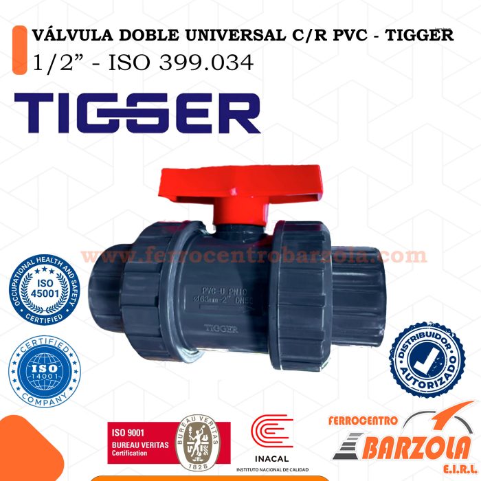 Válvula Doble Universal Con Rosca PVC 1/2" - TIGGER