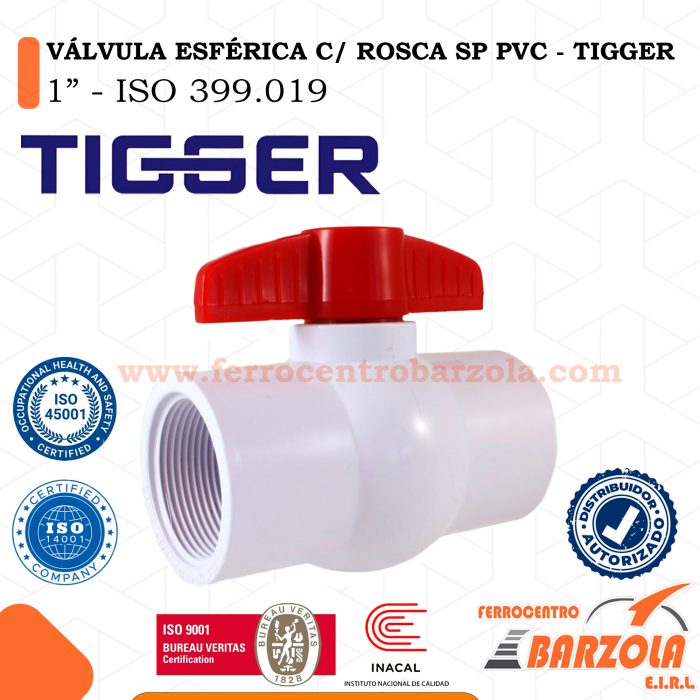 Válvula Esférica C/ Rosca SP PVC 1" - TIGGER