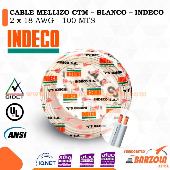 Cable Mellizo CTM BLANCO 2X18 AWG - INDECO