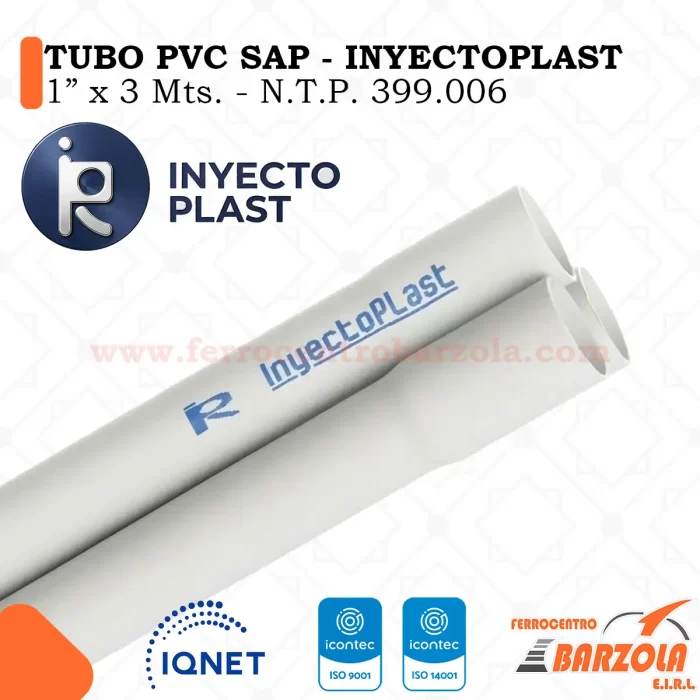 Tubo PVC SAP 1"x3mts - INYECTOPLAST