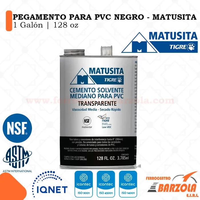 Pegamento Para PVC Negro 1 Galón 128oz - MATUSITA