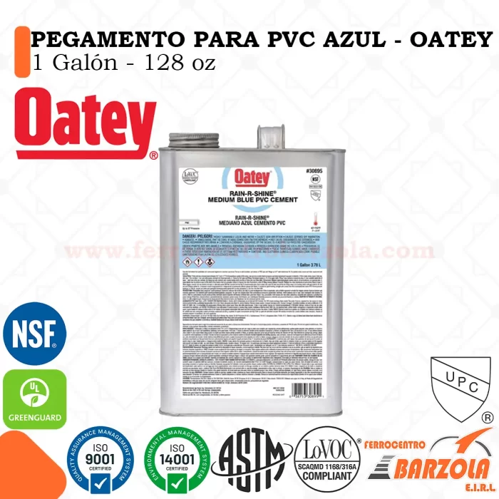 Pegamento Celeste PVC 1Gln RAIN |128oz | 3.78L - OATEY