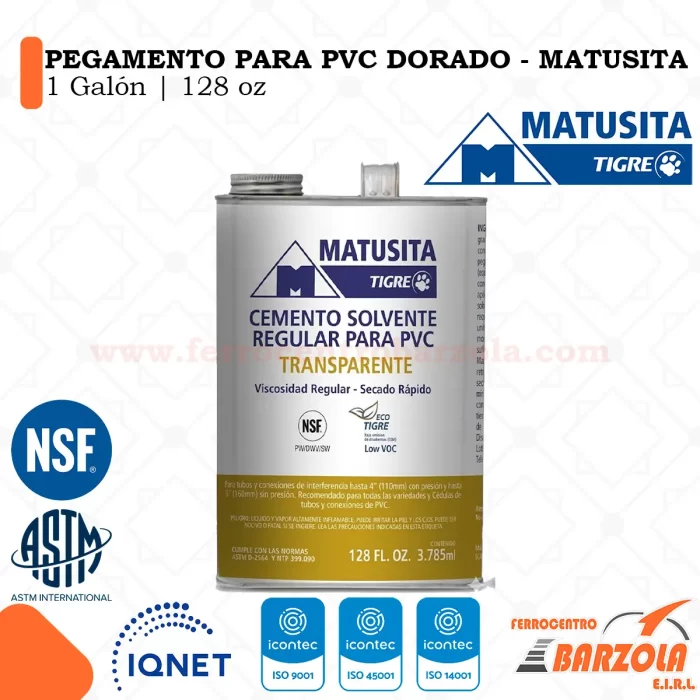 Pegamento Para PVC Dorado 1 Galón 128oz - MATUSITA