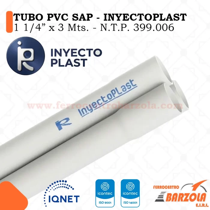 Tubo PVC SAP 1 1/4"x3mts - INYECTOPLAST