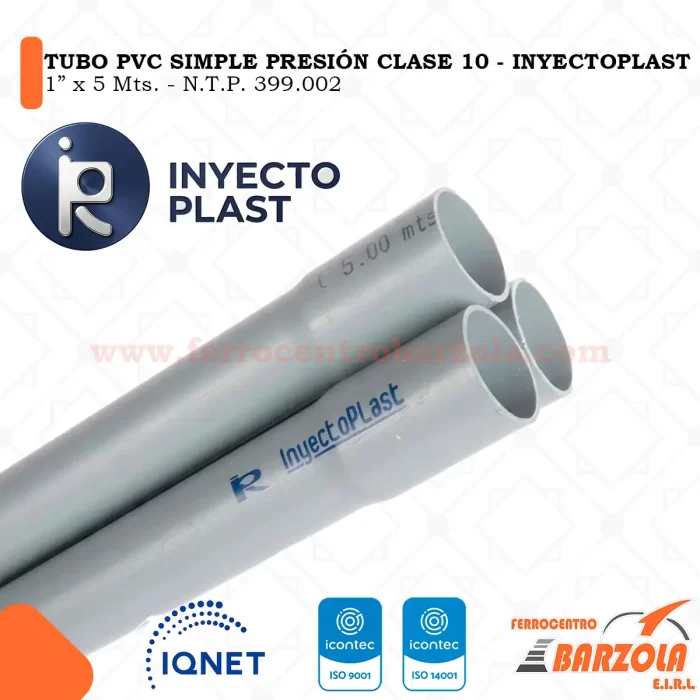 Tubo PVC SP 1"x5mts  Clase 10  - INYECTOPLAST