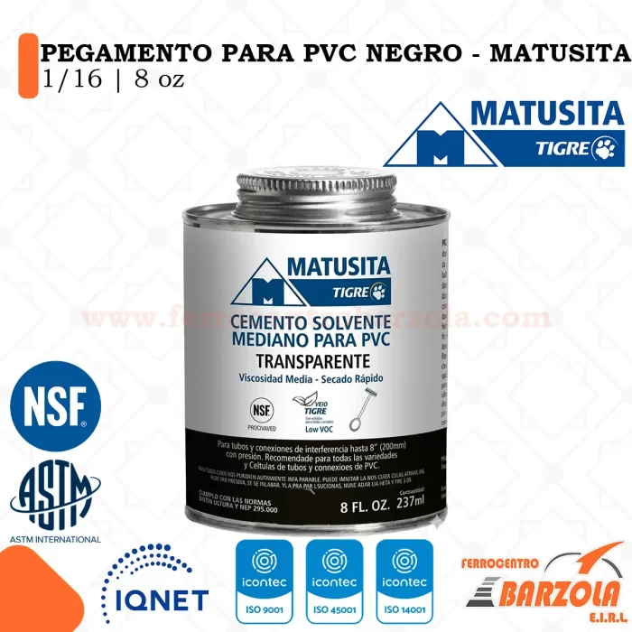 Pegamento Para PVC Negro 1/16 8oz - MATUSITA
