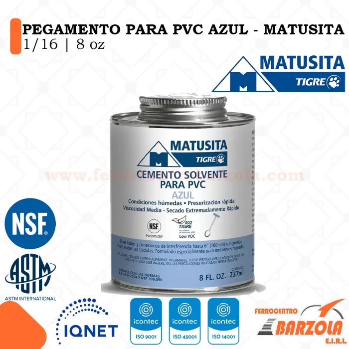 Pegamento Para PVC Azul 1/16 8oz - MATUSITA