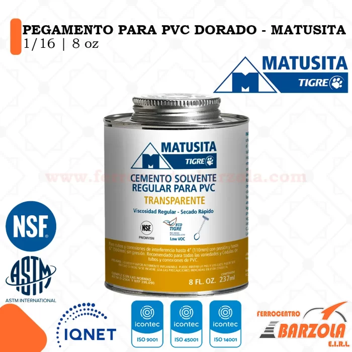 Pegamento Para PVC Dorado 1/16 48z - MATUSITA