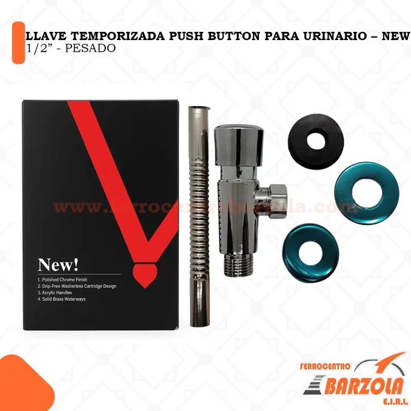 Llave Temporizada PUSH BUTTON Para Urinario 1/2" PESADO - NEW