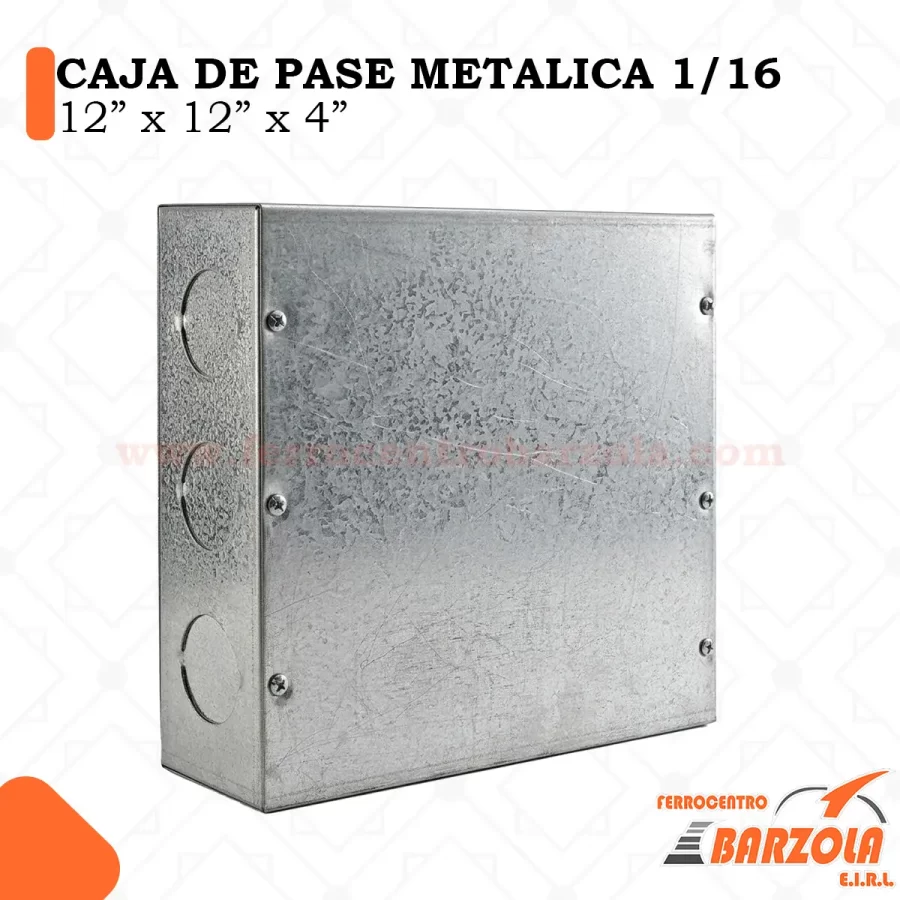 Caja Pase Metálica 12"x12"x4"