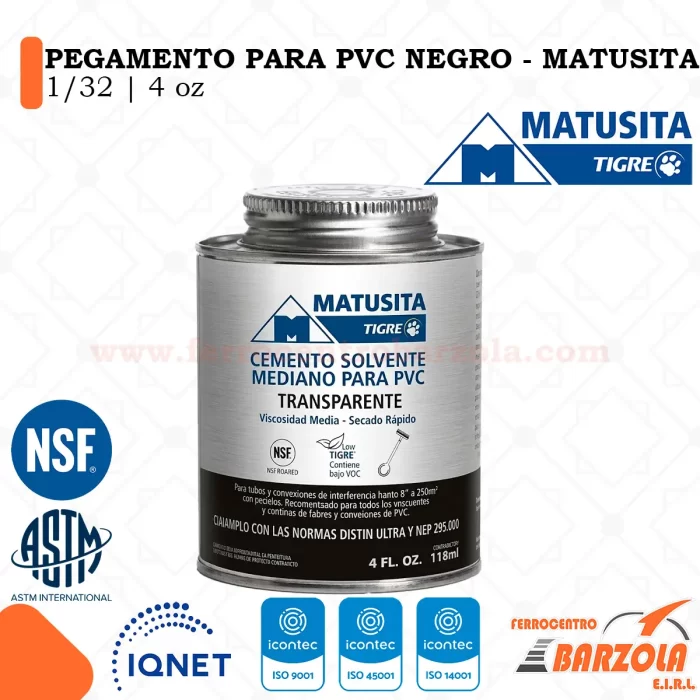 Pegamento Para PVC Negro 1/32 4oz - MATUSITA