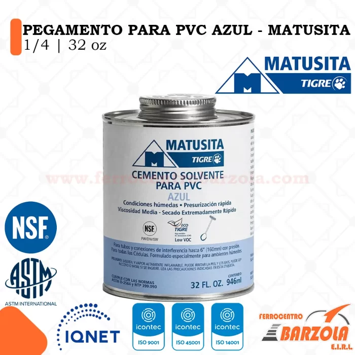 Pegamento Para PVC Azul 1/4 32oz - MATUSITA