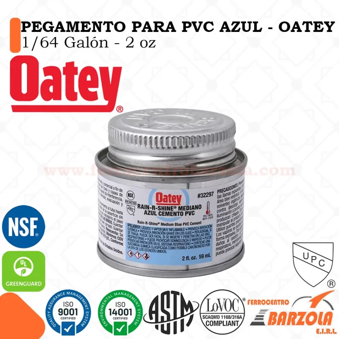 Pegamento Celeste PVC 1/64 RAIN | 2 oz - OATEY