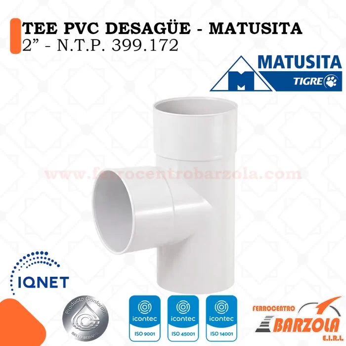 TEE PVC Desagüe 2" - MATUSITA