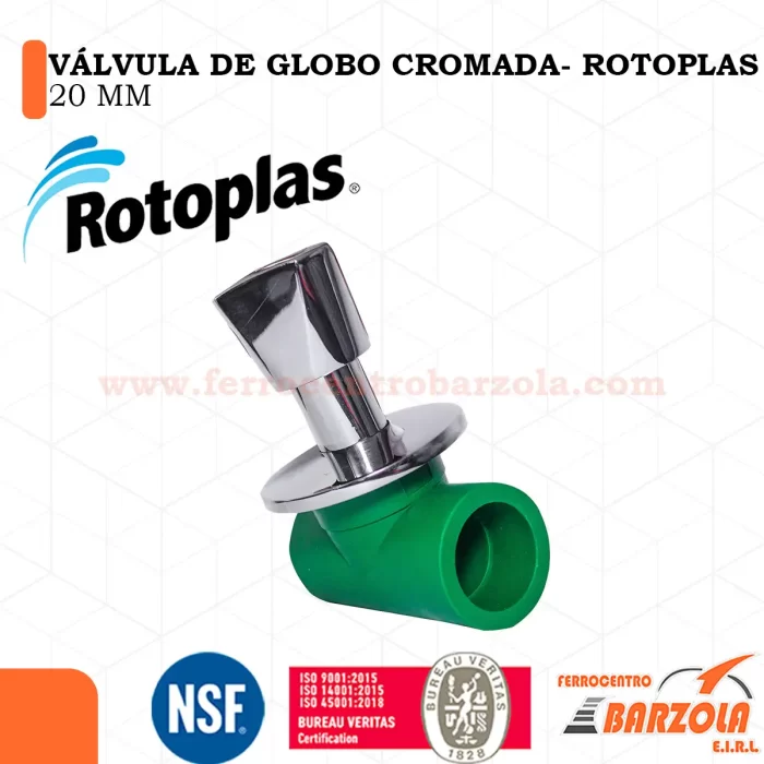 Válvula De Globo Cromada 20mm - ROTOPLAS