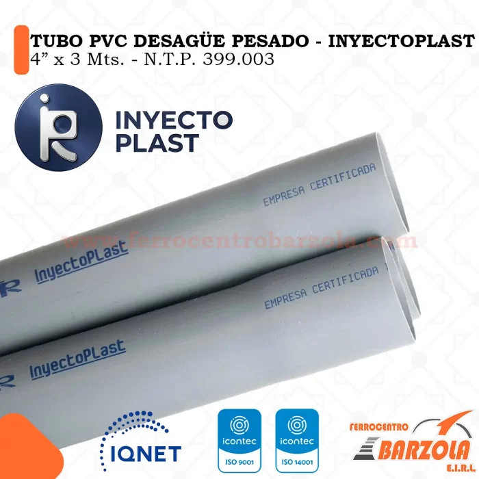 Tubo PVC 4"x5mts Desagüe