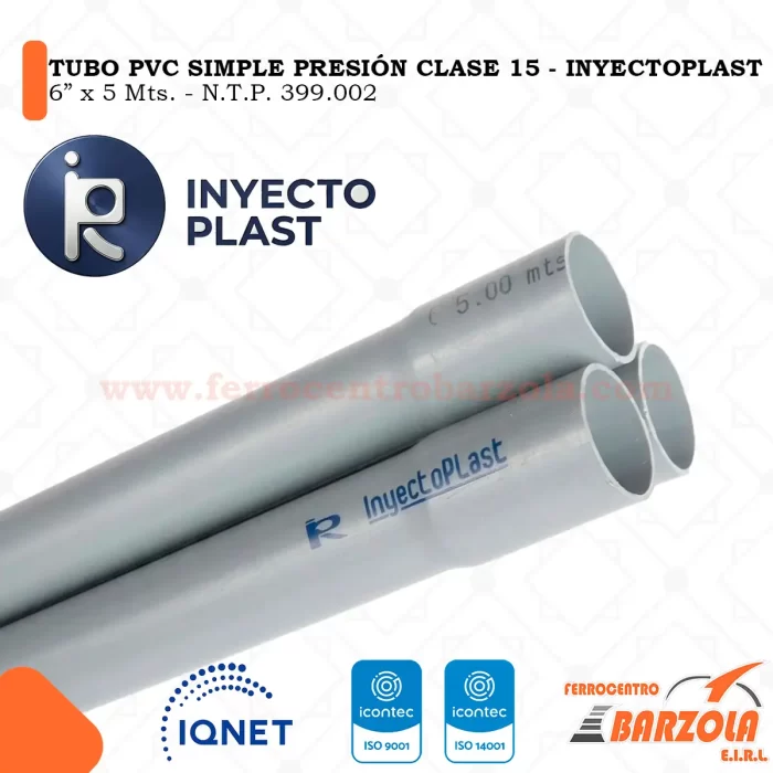 Tubo PVC Clase 6″x5mts
